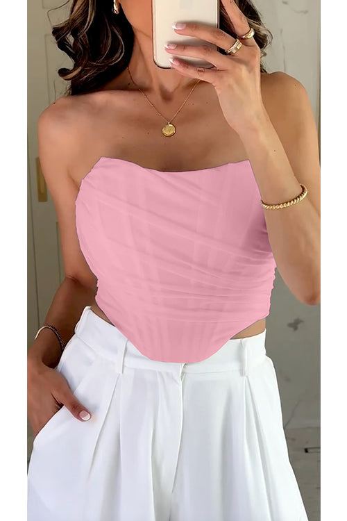 Strapless Off Shoulder Mesh Corset Top