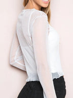 Long-sleeved Sheer Mesh Top