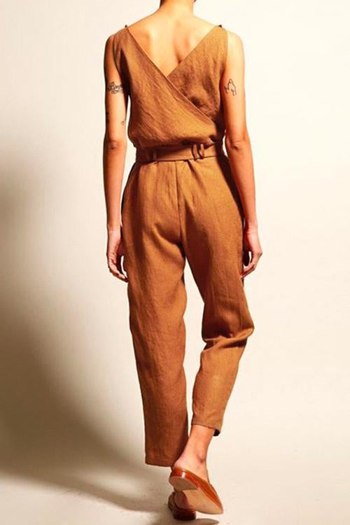 Josh V Neck Bow Knot Sleeveless Jumpsuit