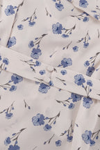Asymmetric V Neck Flare Sleeve Floral Dress