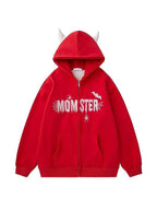 Street Spider Embroidered Devil Styling Oversized Hoodie