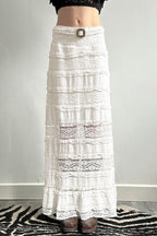 Sexy Sheer Lace Low-Waist Maxi Skirt
