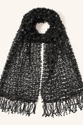 Stylish Sequined, Fringed, and Open-knit Shawl-style Scarf