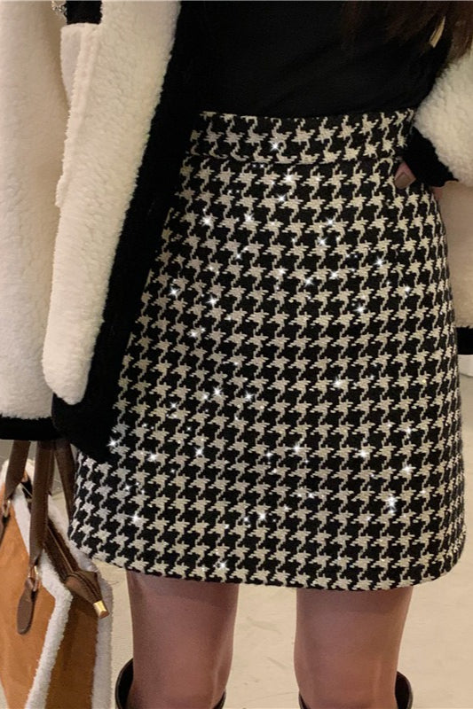 Red Plaid High Waist Skirt