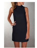 Danna Minimalist Fashionable Casual High Neck Sleeveless Solid Color Dress Designer Edit