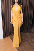 Saffron Muse Draped Halter Dress