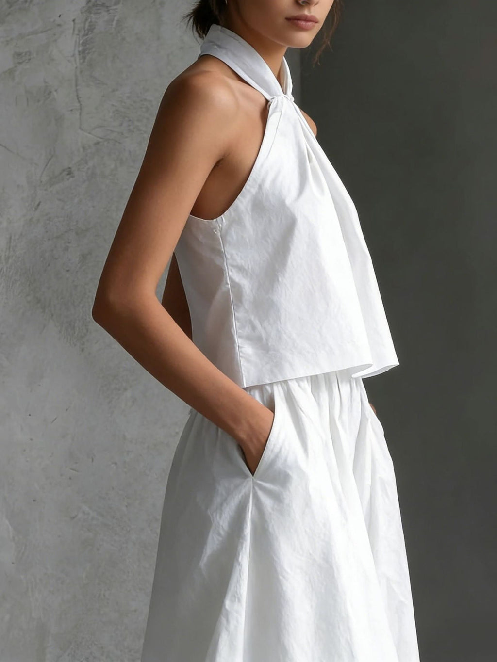 Loose Sleeveless Top And High-waisted Wide-leg Pants Two-piece Set