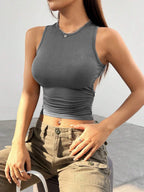Tight-fitting Short Sleeveless Cutout Backless Tank Top