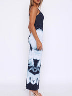Liber Spring Women's Backless Abstract Maxi Dresses