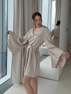V-neck Thin Strap Nightgown Lazy Style Parties Mini&Short Dresses