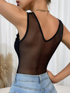 Lace Trim Hollow Bodysuits