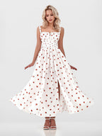 Floral Printed Camisoles High Waist Slit Maxi Dresses
