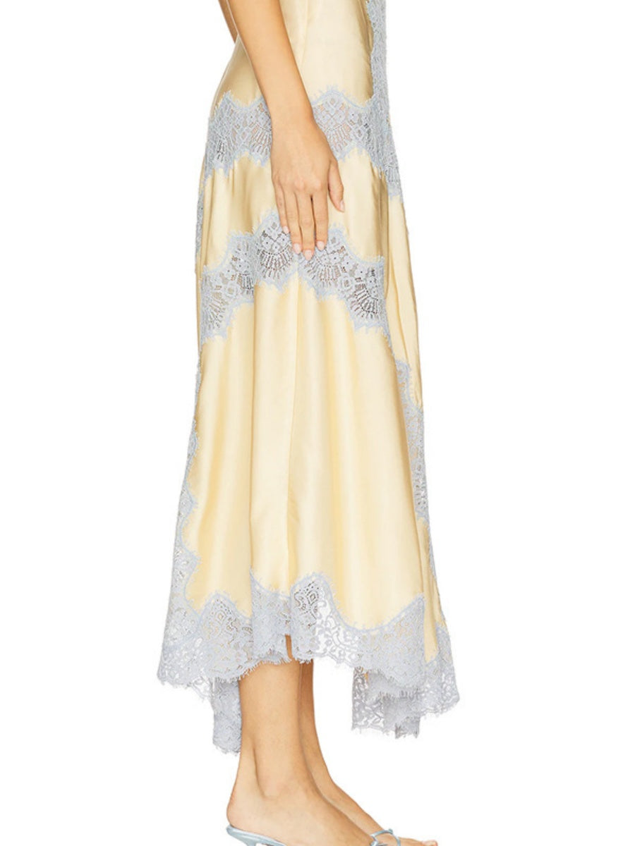 Lace Stitching Camisole Top Irregular Patchwork Skirt Set 2-piece Sets
