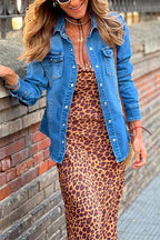Classic Collared Long Sleeves Denim Blouse Shirt