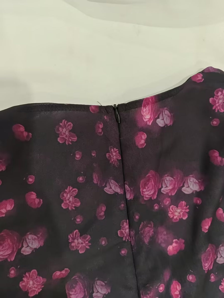 Chiffon Deep V-neck Floral Ruffle Mini&Short Dresses