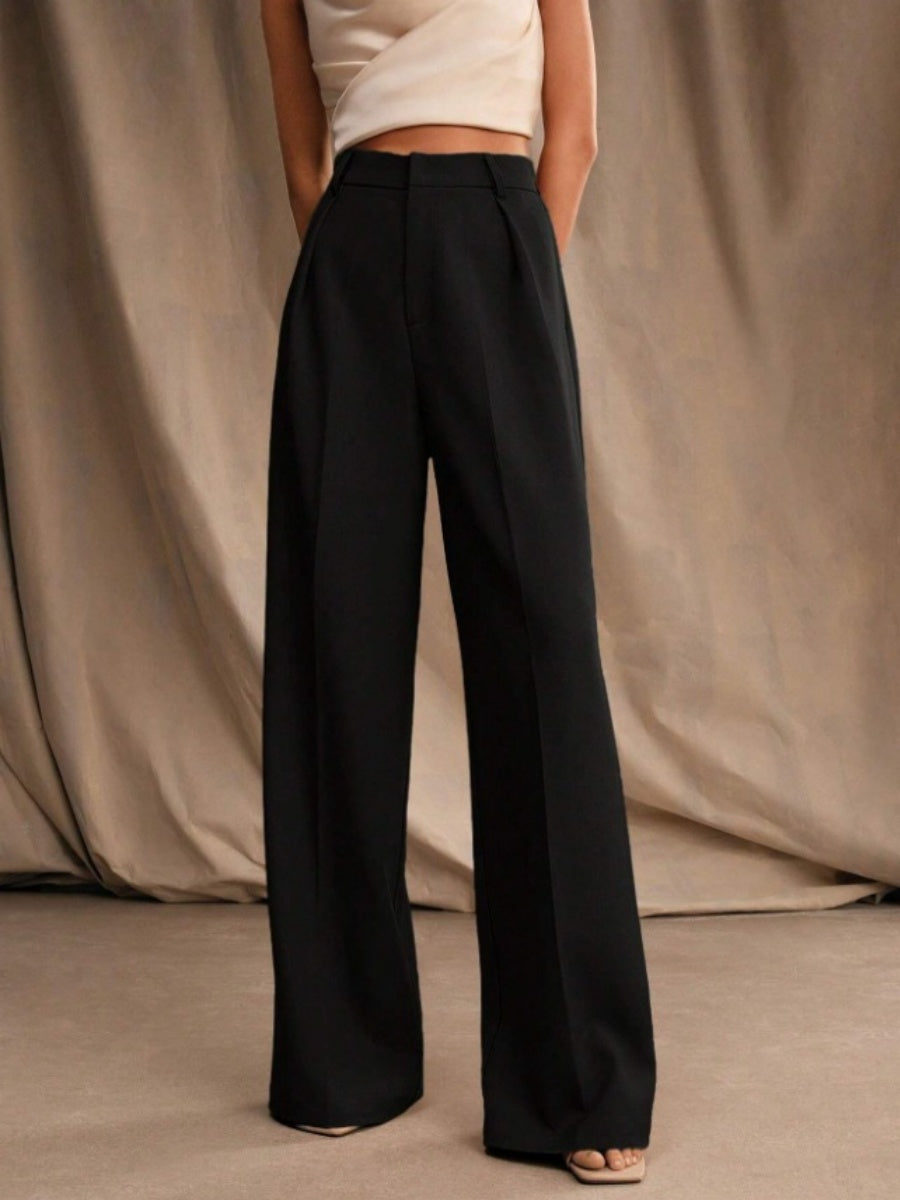 Commuting Loose High-waisted Straight Wide-leg Trousers