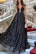 Cut Out Polka Dot Tiered Swing Maxi Cami Dress