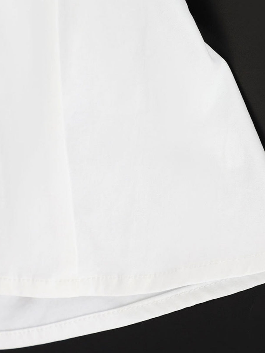 Flying Sleeves Gathering Slim-fit Lapel Shirts
