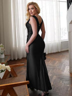 Satin Slit Banquet Maxi Dresses