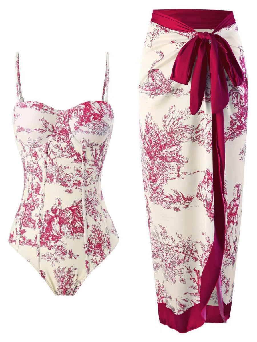 One-piece Swimsuit, Tight-fitting And Slimming, Retro-style Strappy