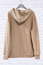 Button-Front Drawstring Hoodie