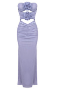 Adela Blue Strapless Cut Out Dress
