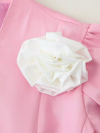 Waist 3D Flowers Short Sleeve Suit Jacket Commuting Shirts