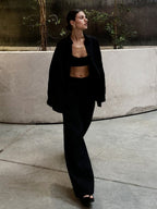 Loose-fitting Long-sleeved Shirt And Casual Trousers Two-piece Set
