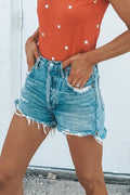Raw Hem Ripped Distressed Denim Shorts