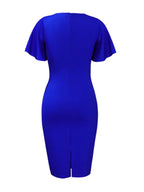 Commuting Lotus Leaf Sleeves Buttons Solid Color Mini&Short Dresses