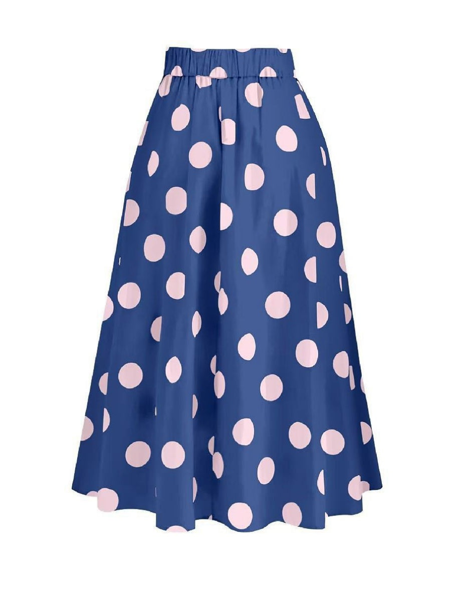 Black And White Color-blocked One-piece Swimsuit With Polka Dot Sun Protection Maxi Dress Two-piece Set