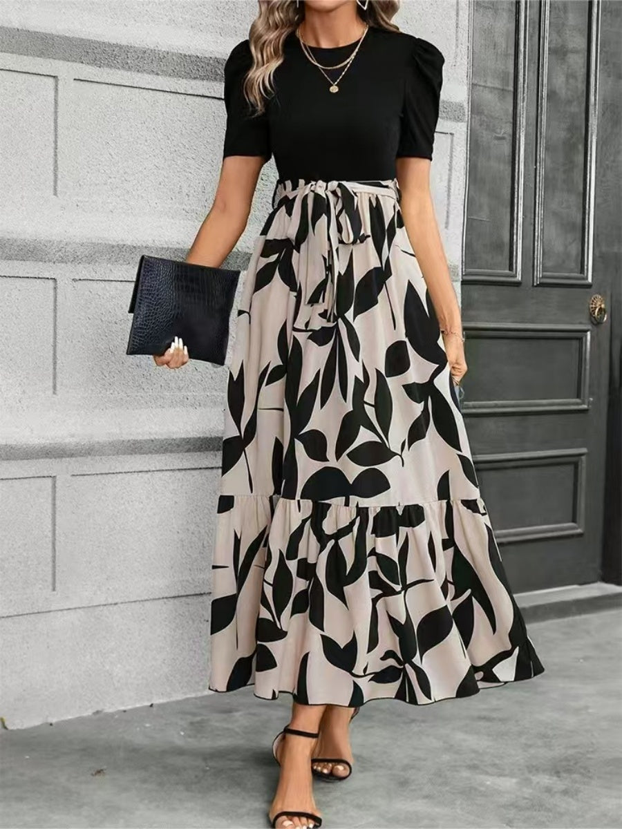 Floral Print High-waisted Long Dress