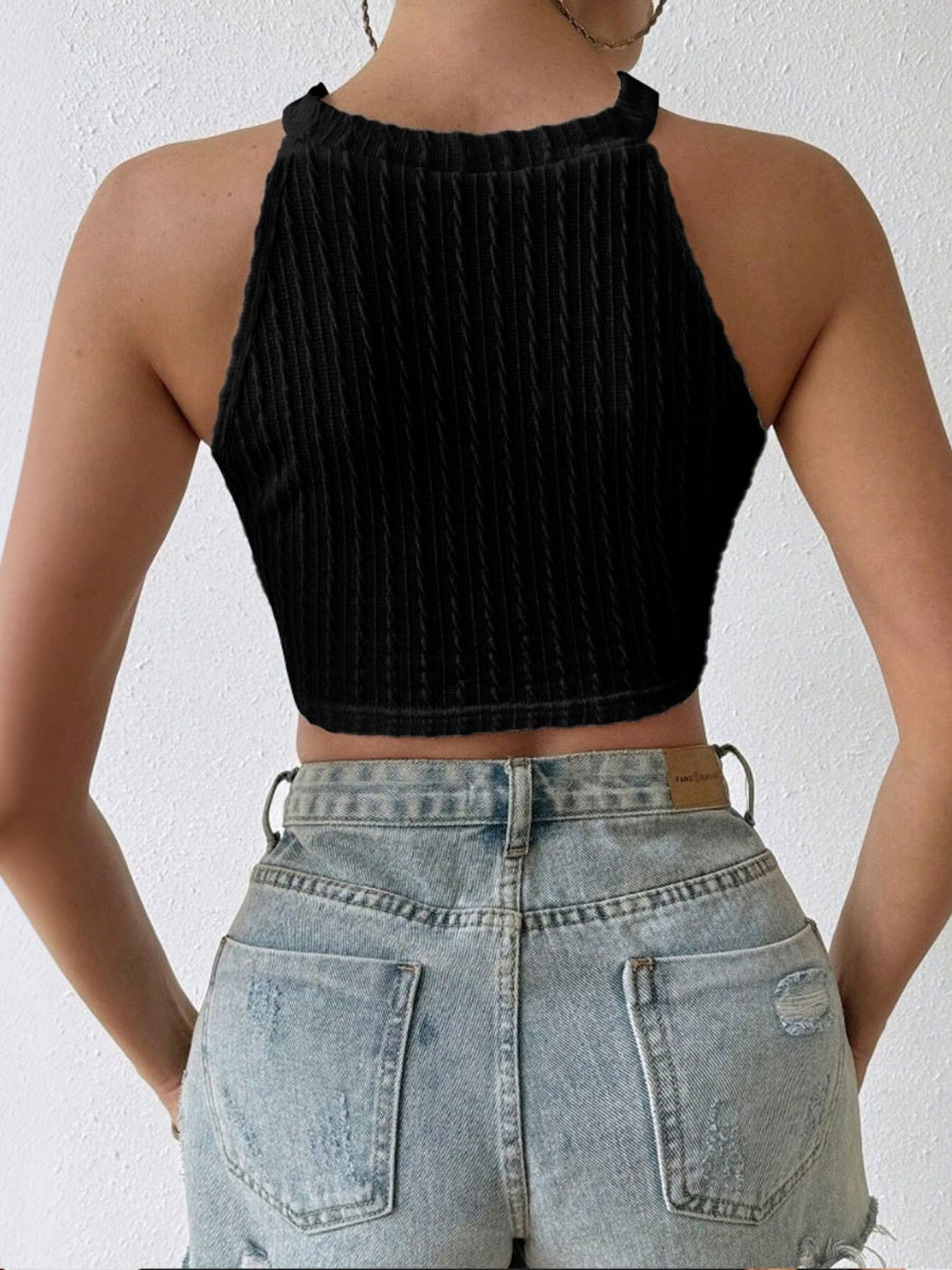 Tassel Textured Fabric Short Cropped Tank Top
