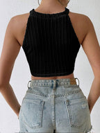 Tassel Textured Fabric Short Cropped Tank Top