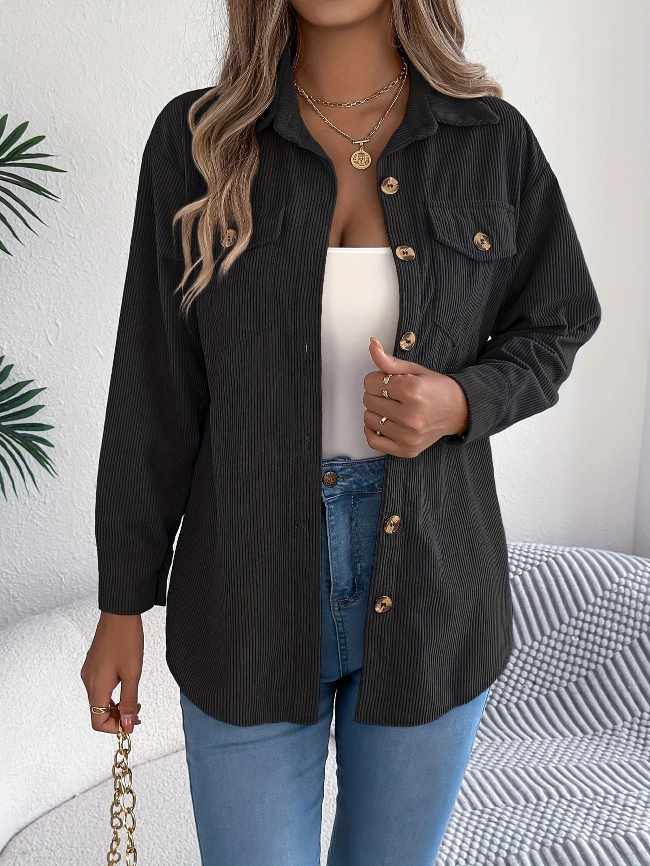 Loose-fitting Solid Color Women's Casual Shirt
