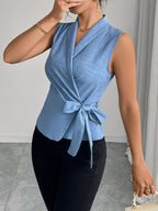 Sky Blue Sleeveless Tank Top With Tie-up Details
