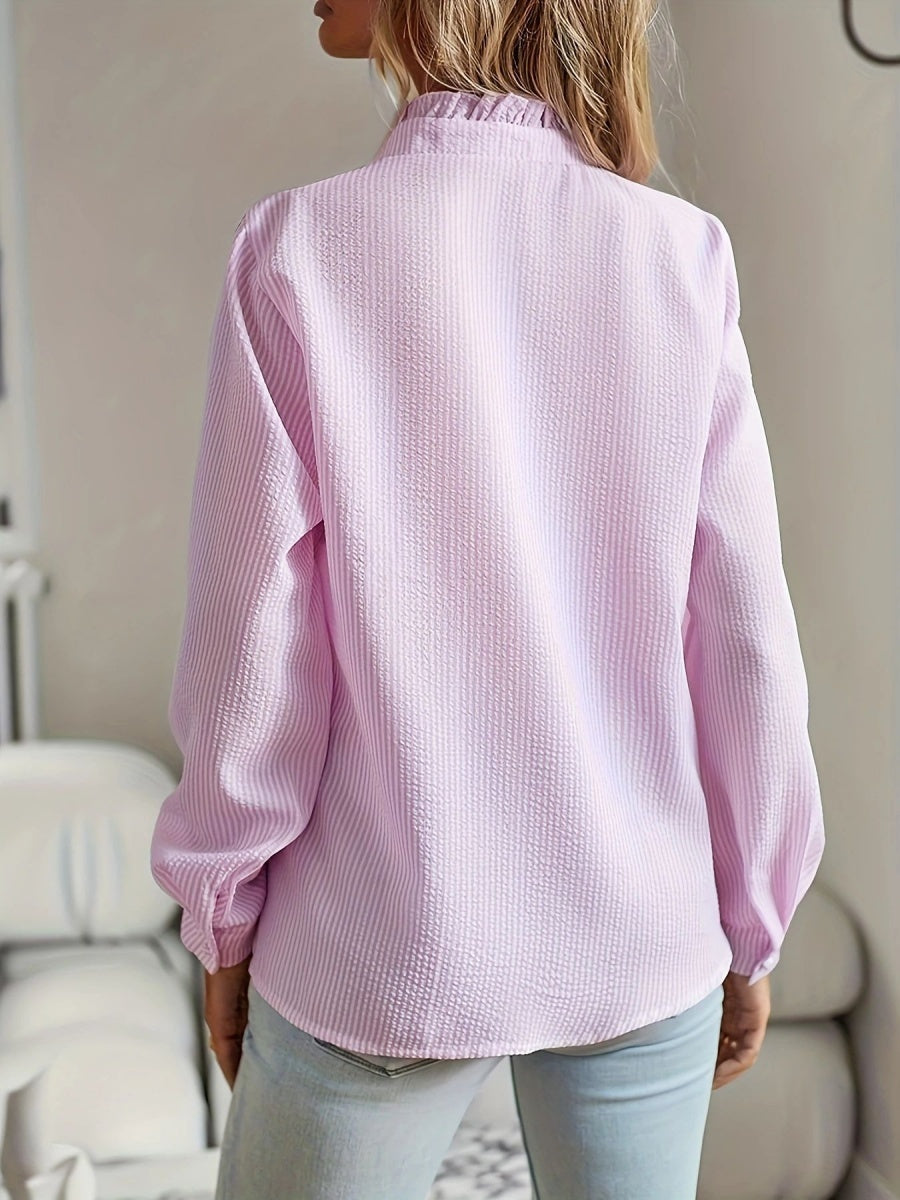Wood Ear Stand Collar Stripes Shirts
