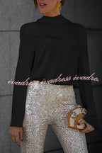 Secret of Elegance Satin Back Chain Cowl Neck Draped Blouse