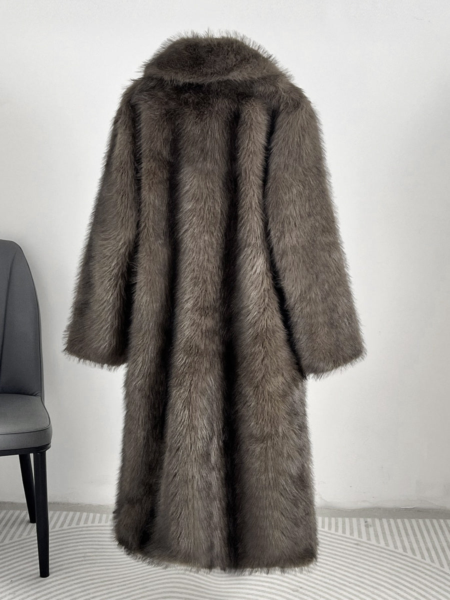 Faux Fur Coats Notched Lapel Oversized Winter Long Jacket For Women 2026