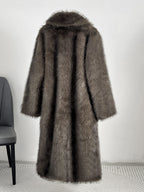 Faux Fur Coats Notched Lapel Oversized Winter Long Jacket For Women 2026