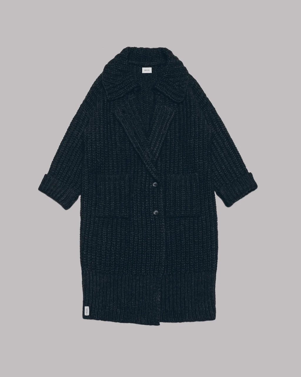 Chunky and Warm Knit Button Pocketed Oversized Midi Cardigan