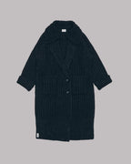 Chunky and Warm Knit Button Pocketed Oversized Midi Cardigan