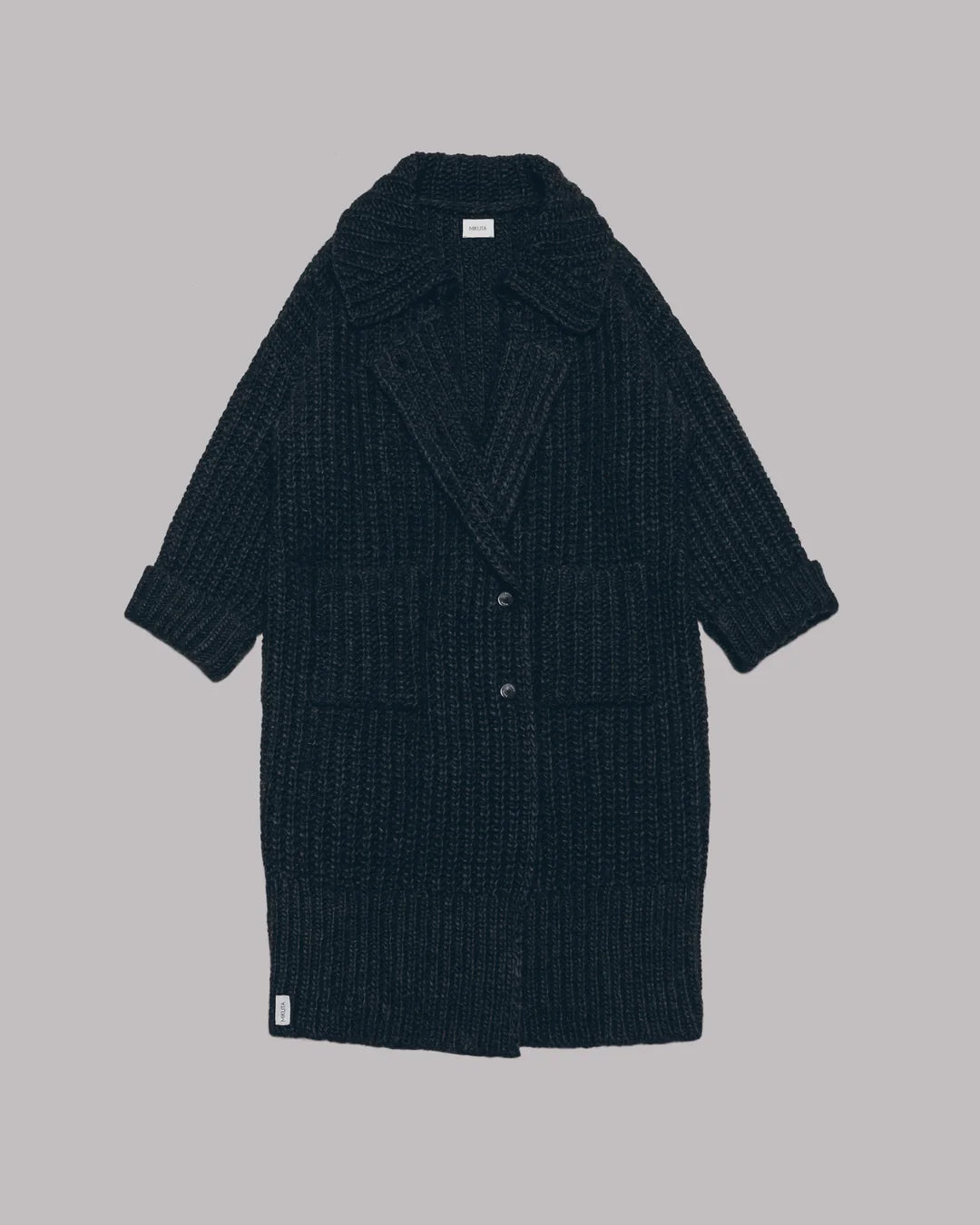 Chunky and Warm Knit Button Pocketed Oversized Midi Cardigan