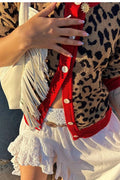 Casual Loose O-Neck Leopard Cardigan