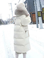 Puffer Coats For Women Ecru White Thicken Winter Outerwear