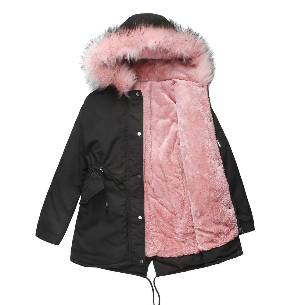 Fur Collar Fleece Cotton-Padded Parkas