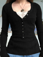 Lace Paneled Graceful Brown Tank Top