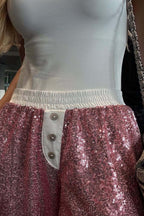 Sequin Color Block Slim Loose Pants
