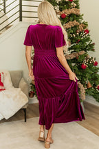 Paula Statement Women's Maxi Dress with Short Sleeves and Ruched Waist Designer Edit