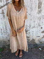 Inés Exclusive Loose V Neck Dress Premium Wardrobe Essential